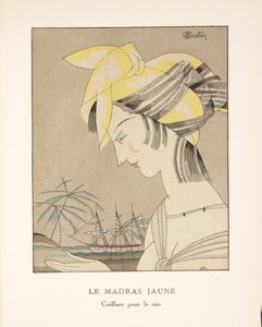 Le Madras Jaune, muotikuvakokoelmasta, 1920 (pochoir-painatus). tekijältä Charles Martin