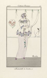 Morning Dress, Costumes Parisiensilta, pub. 1913 (stensiiliprintti) tekijältä Charles Martin