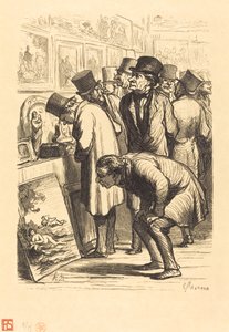 Drouot-hotellin huone näyttelypäivänä tekijältä Charles Maurand after Honoré Daumier