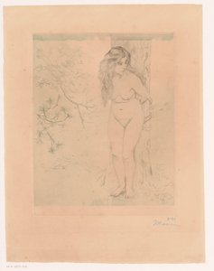 Eva nojaa puuta vasten tekijältä Charles Maurin (signed by artist)