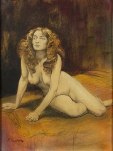 Makaava nainen alaston , c. 1895.