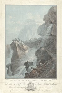 Näkymä Geltenin vesiputoukselle Näkymä Chute du Torrent de Geltenille (otsikko esineessä) Upeat näkymät Sveitsin vuorille (sarjan nimi)