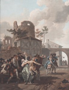 Brawl La Rixe, n. 1792. tekijältä Charles Melchior Descourtis