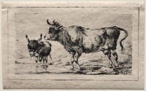 Lehmä ja aasi, 1849. tekijältä Charles Meryon