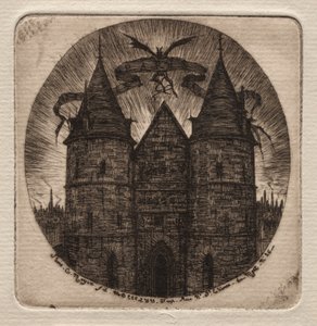 Pariisin kaiverrukset: Oikeuspalatsin vanha portti, 1854. tekijältä Charles Meryon