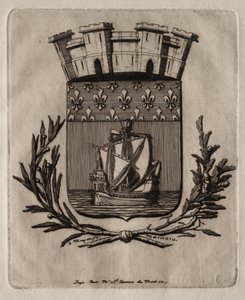 Pariisin etsaukset: Pariisin kaupungin symboliset käsivarret tekijältä Charles Meryon