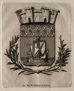 Pariisin etsaukset: Pariisin kaupungin symboliset käsivarret, 1854. tekijältä Charles Meryon