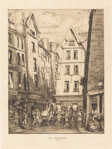 Rue Pirouette Les Hallesissa, Pariisissa (Pirouette Street, Near the Markets, Paris) tekijältä Charles Meryon