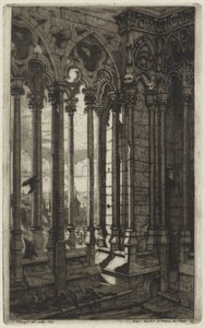 Notre Damen galleria, Pariisi (The Gallery of Notre Dame, Pariisi) tekijältä Charles Meryon