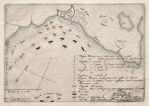 Kartta Sinopen taistelusta, 1853. tekijältä Charles Meryon