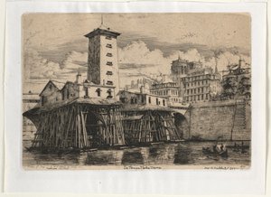 Notre Damen pumpputalo, Pariisi, 1852. tekijältä Charles Meryon