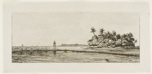 Oseania: Kalastus, Palmssaarten lähellä Uea tai Wallis Group, 1845 tekijältä Charles Meryon