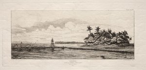 Oseania: Kalastus lähellä saaria palmuilla Ueassa tai Wallis-ryhmässä, 1845 tekijältä Charles Meryon