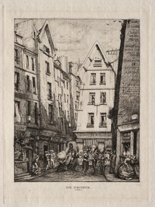 Pirouette Street, lähellä Markets, Pariisi tekijältä Charles Meryon