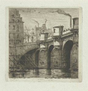 Pont Neuf Seinen yli Pariisissa Uusi silta Etsaus Pariisista (sarjan nimi) tekijältä Charles Meryon