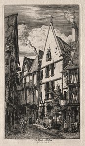 Rue des Toiles, Bourges, 1853. tekijältä Charles Meryon