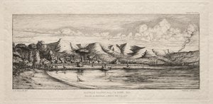 Seine Fishing off Charcoal Burners Pointissa, Akaroa, Banks Peninsula, 1845, 1863. tekijältä Charles Meryon