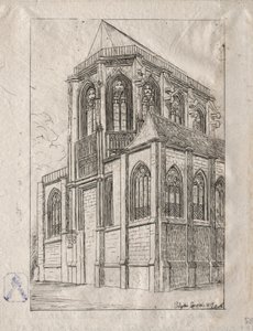 St. Martin-sur-Renellen kirkon apsi, 1860. tekijältä Charles Meryon
