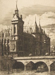 Kellotorni, Pariisi, 1852. tekijältä Charles Meryon