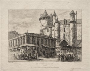 Grand Châtelet, Pariisi, noin 1780 tekijältä Charles Meryon
