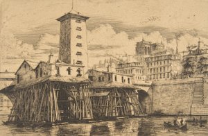 Notre-Dame-pumppu, Pariisi, 1852. tekijältä Charles Meryon