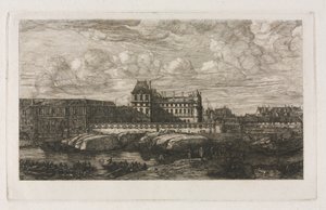 Vanha Louvre Zeemanin maalauksesta, 1651 tekijältä Charles Meryon
