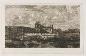 Vanha Louvre Zeemanin maalauksesta, 1651, 1866. tekijältä Charles Meryon