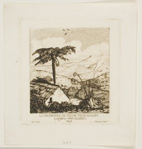 Vanhan sotilaan mökki, Akaroa, 1845. tekijältä Charles Meryon
