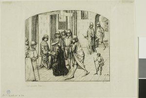 Valère Maxime -tulostin esitellään kuningas Ludvig XI:lle tekijältä Charles Meryon