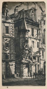 2nd State Tixéranderie Street Turret, 9 34 x 5 316 tuumaa, 1852, 1927 tekijältä Charles Meryon