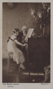 Musiikkitunti (väri litho) tekijältä Charles Meunier