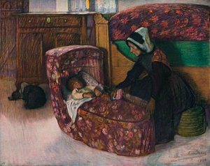 "Äiti ja lapsi, sisätilojen vendeen", 1900 tekijältä Charles Milcendeau