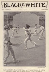 Baskimaan pelota-laji, jota pelataan Olympiassa, Lontoossa (litho)