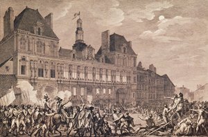 Robespierre, Saint-Just, Couthon ja Hanriot turvautumassa Hotel-de-Villeen Pariisissa, 9 Thermidor Year II (27. heinäkuuta 1794) 1800