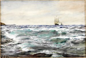 Rough Water on the Bar (vesiväri ja vartaloväri paperilla) tekijältä Charles Napier Hemy