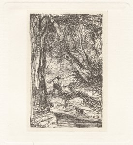 Levy XI – Puunhakkuja (Laatta XI – Puunhakkaaja) tekijältä Charles Nègre, Jean Baptiste Camille Corot, André Jammes