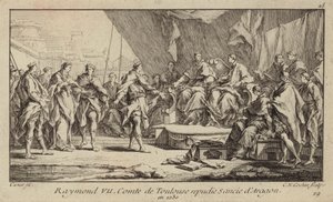Raymond VII, Toulousen kreivi, hylkää vaimonsa Sancha Aragonin tekijältä Charles Nicolas II Cochin