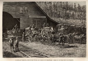 Renon asema Virginia Cityyn (Nevada) Keski-Tyynenmeren rautatiellä (Central Pacific Railway), joka on kaiverrettu O. de Pennen piirustuksen jälkeen, joka havainnollistaa matkaa Washingtonista San Franciscoon vuonna 1868, kirjoittaja L. Simonin, julkaistu "