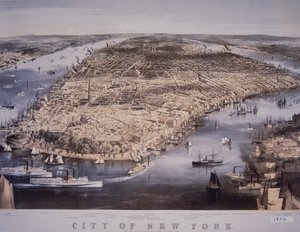 New Yorkin kaupunki, painanut ja julkaissut N. Currier tekijältä Charles Parsons