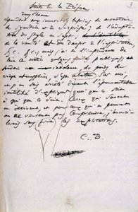Projekti Les Fleurs du Malin 2. painoksen esipuheen (kynä ja muste paperille) tekijältä Charles Pierre Baudelaire