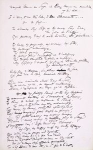 Projekti Les Fleurs du Malin 2. painoksen esipuheen (kynä ja muste paperille) tekijältä Charles Pierre Baudelaire