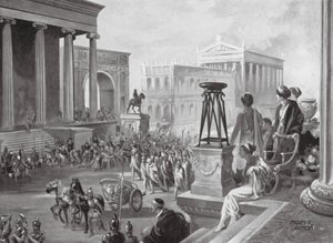 Akaalaisten johtajien kuljetus Roomaan, 167 eaa. (litografia) tekijältä Charles Rebel Stanton