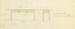 Suunnittelu ruokapöydälle ja pienelle pöydälle (akvarelli) tekijältä Charles Rennie Mackintosh