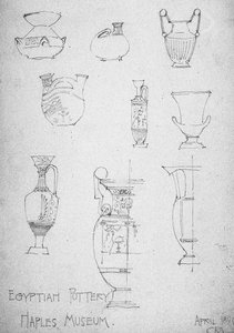 Egyptiläistä keramiikkaa, Napolin museo, 1891 tekijältä Charles Rennie Mackintosh
