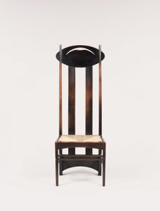 Korkea selkänojallinen sivutuoli Argyle Street Tea Roomsille, Glasgow tekijältä Charles Rennie Mackintosh