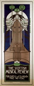 Scottish Musical Review -julkaisua mainostava juliste tekijältä Charles Rennie Mackintosh