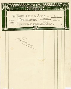 Paperitavarasuunnittelu John Orr & Sonsille, Glasgow, n. 1894-1898 (painettu paperi) tekijältä Charles Rennie Mackintosh