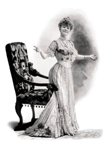 Pariisilainen näyttelijä, Mademoiselle Charlotte Wiehe, 1901.