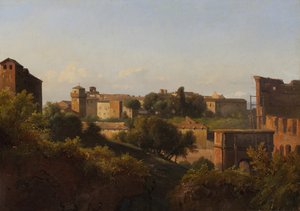 Näkymä Colosseumille ja Konstantinuksen kaarelle Palatinuksesta, n. 1822-24. tekijältä Charles Rémond