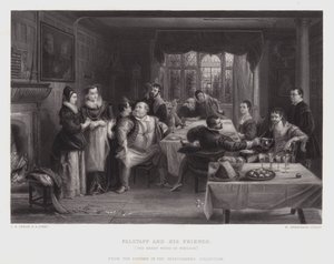 Falstaff ja hänen ystävänsä (kaiverrus) tekijältä Charles Robert (after) Leslie
